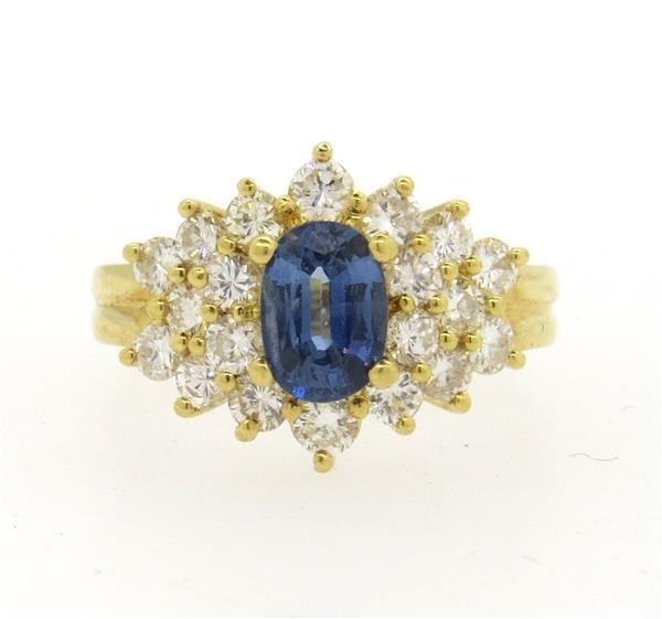 18K Gold Diamond Sapphire Cluster Ring (1 of 3)