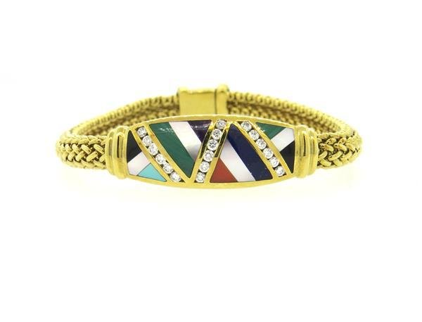 Asch Grossbardt 14K Gold Diamond Gemstone Bracelet (1 of 5)