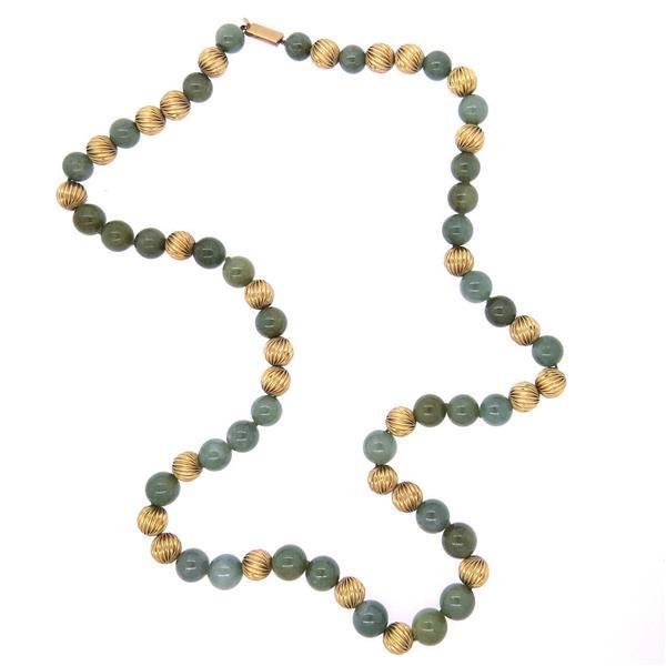 Gumps Jade Bead 14k Gold Necklace (1 of 4)
