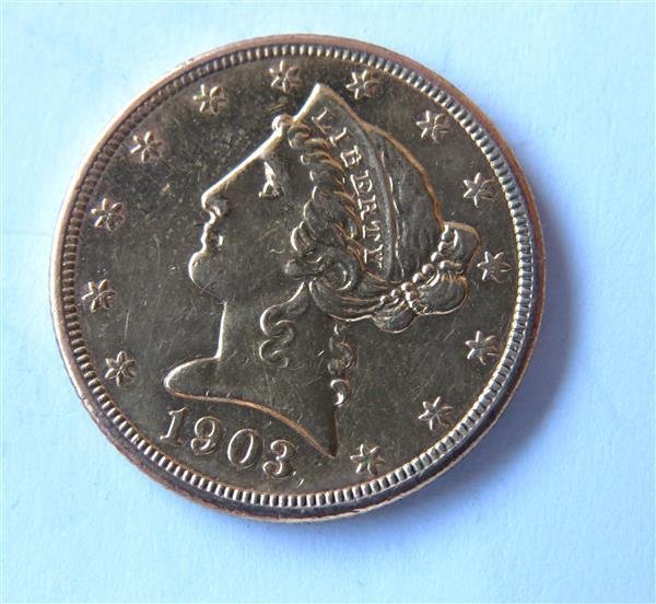 1903 Liberty Head 5 Five Dollar Half Eagle US Gold Coin (1 of 2)
