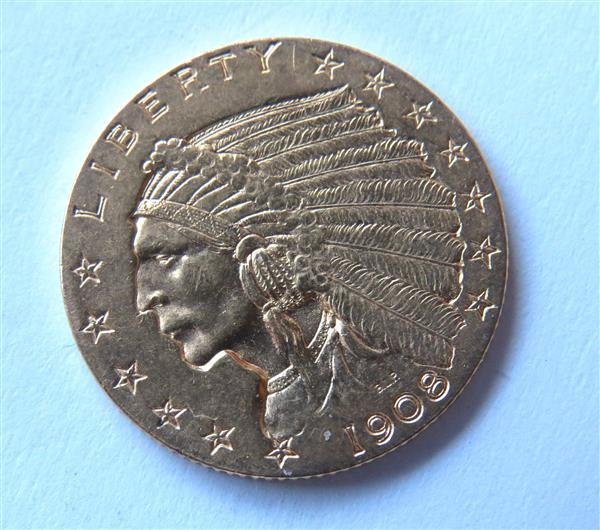 1908 Indian Head 2.5 Dollar Gold Coin (1 of 2)