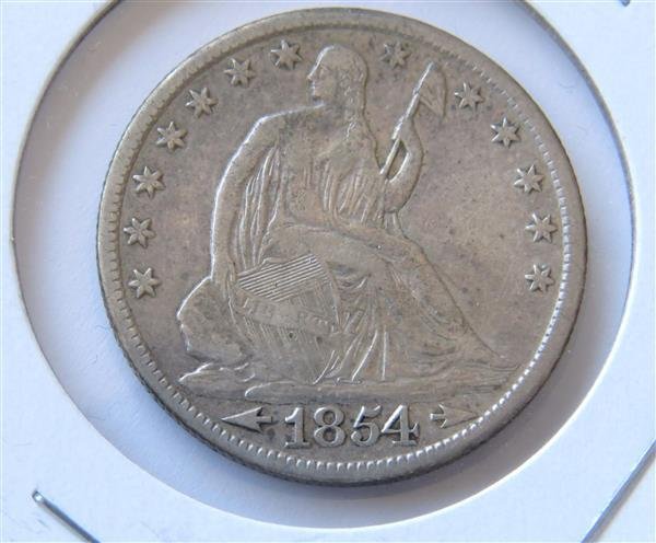 1854 O Seated Liberty Half Dollar Silver US Coin (1 of 2)
