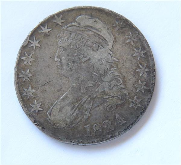 1824 Capped Bust Half Dollar 50 Cents US Coin (1 of 2)