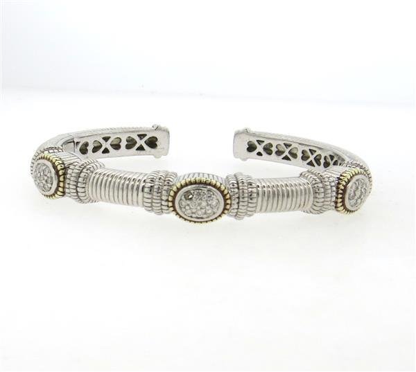 Judith Ripka Sterling 18k Gold Diamond Cuff Bracelet (1 of 4)