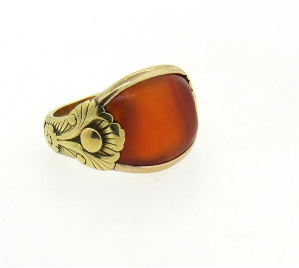 Art Nouveau  18k Gold Carnelian Ring (1 of 3)