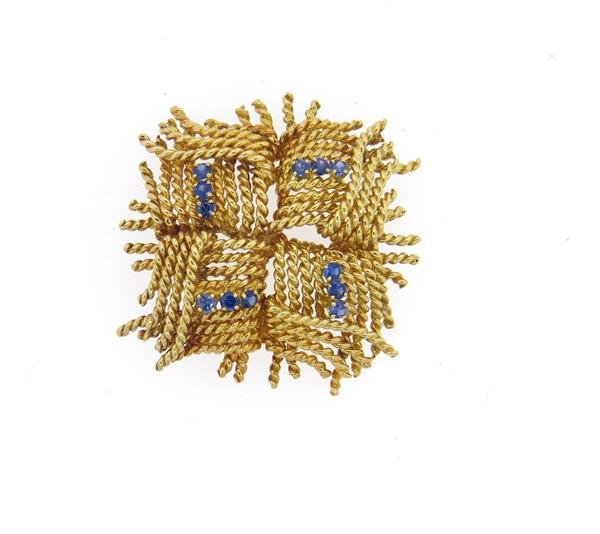 1970s Tiffany & Co 18k Gold Sapphire Large Brooch (1 of 3)
