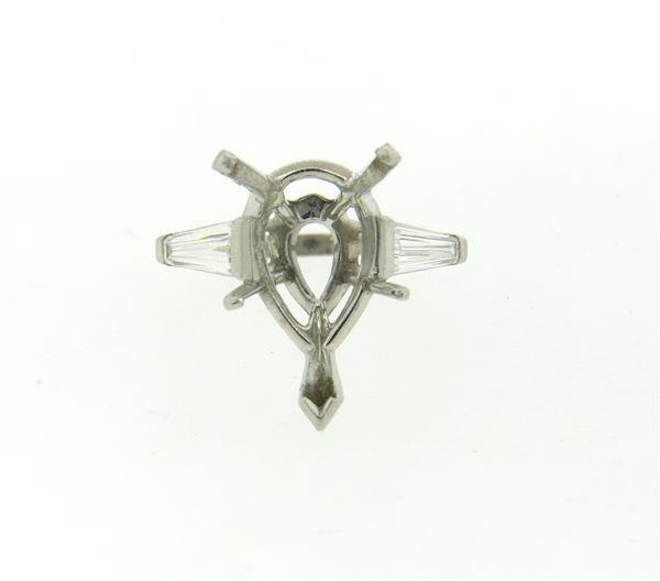 Platinum Diamond Eangagement Pear Shape Ring Setting (1 of 1)