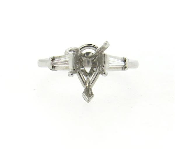 Platinum Diamond Pear Shape Engagement Ring Setting (1 of 3)