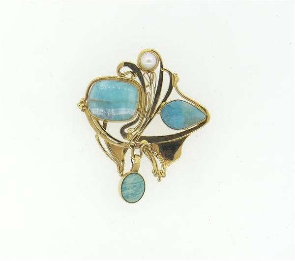 14k Gold Blue Druzy Gemstone Pearl Pendant Enhancer (1 of 4)