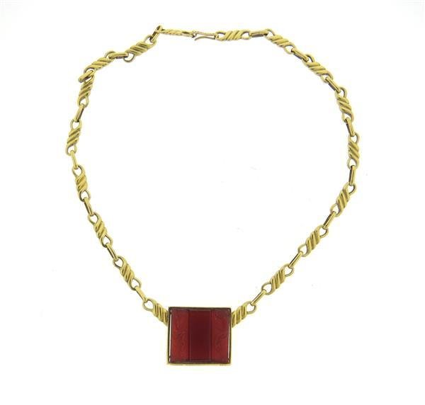 Renato Cipullo 18k Gold Carved Carnelian Pendant (1 of 5)