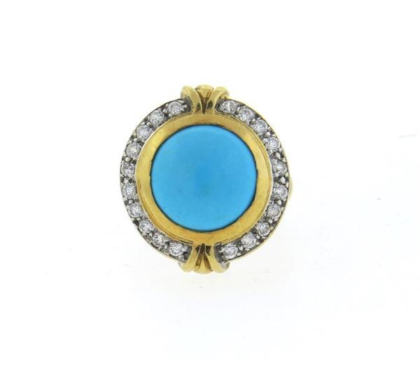 18k Gold Diamond Turquoise Ring (1 of 3)
