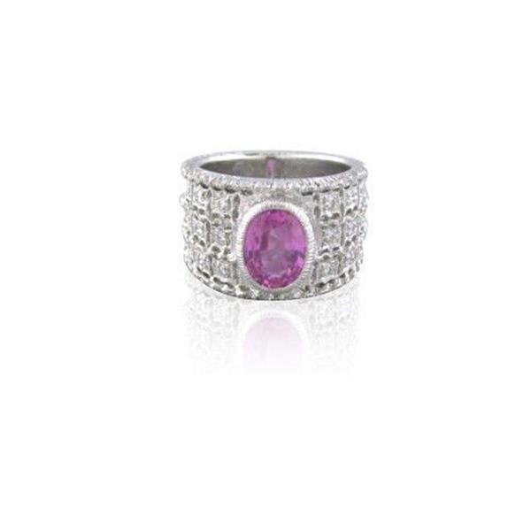 EGL  18k Gold Pink Sapphire Diamond Ring (1 of 4)