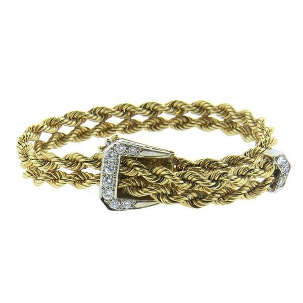 Diamond 14k Gold Buckle Bracelet (1 of 4)