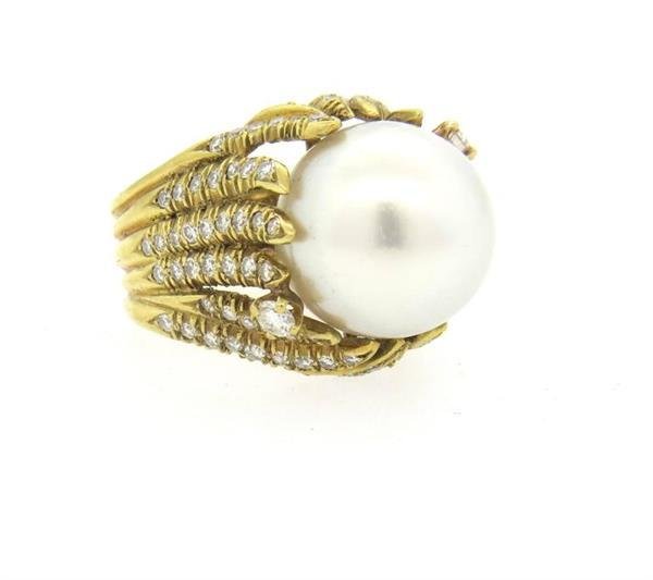 South Sea Pearl Diamond 18k Gold Cocktail Ring (1 of 5)