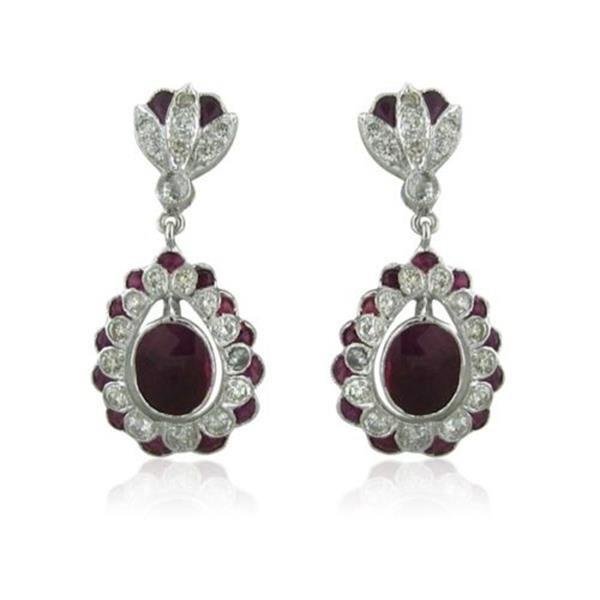 EGL 18k Gold 1.79ctw Ruby Diamond Drop Earrings (1 of 4)