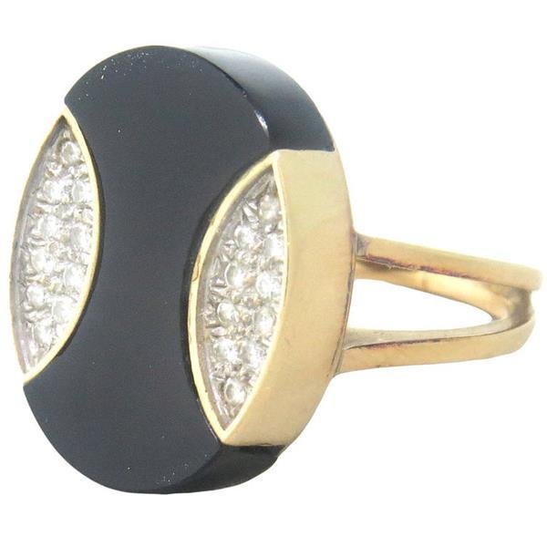 1970s Onyx Diamond 14k Gold Ring (1 of 3)