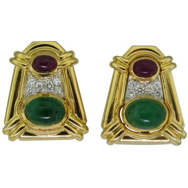 David Webb 18k Gold Platinum Ruby Emerald Diamond (1 of 3)