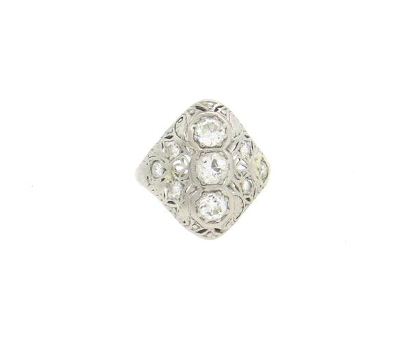 Art Deco Platinum Diamond Dome Ring (1 of 3)