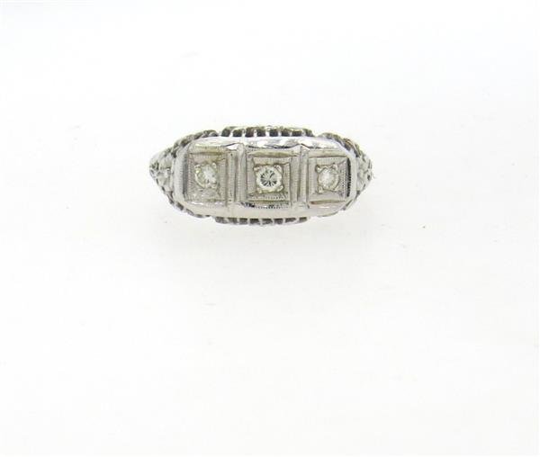 Art Deco 14k Gold Three Stone Ring (1 of 3)