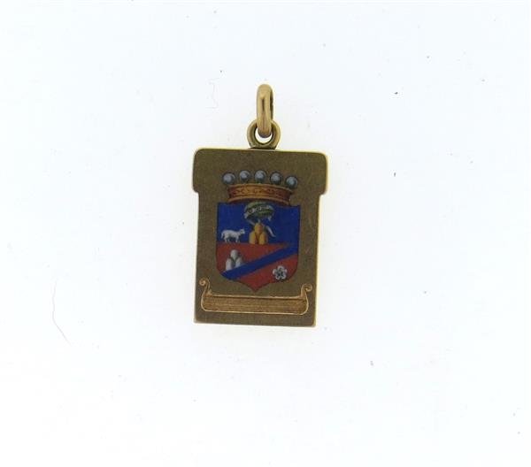 Italy  Antique 1814 18k Gold Enamel Pendant (1 of 3)