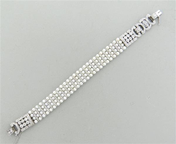 14k Gold Pearl 1.50ctw Diamond Bracelet (1 of 4)