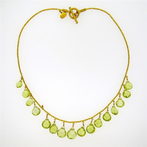Yossi Harari 24k Gold Green Gemstone Necklace (1 of 3)