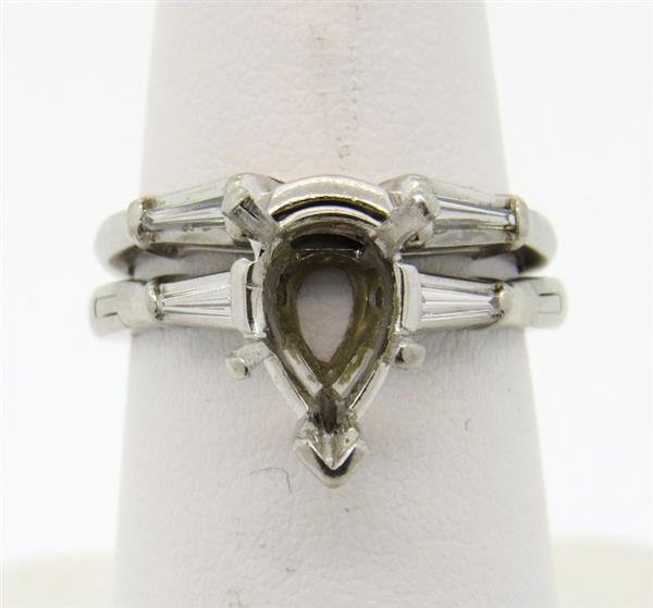 50s Platinum Diamond Engagement Ring Wedding Band (1 of 3)