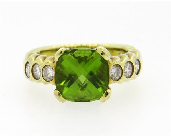 Modern 14k Gold Diamond Peridot Ring (1 of 4)