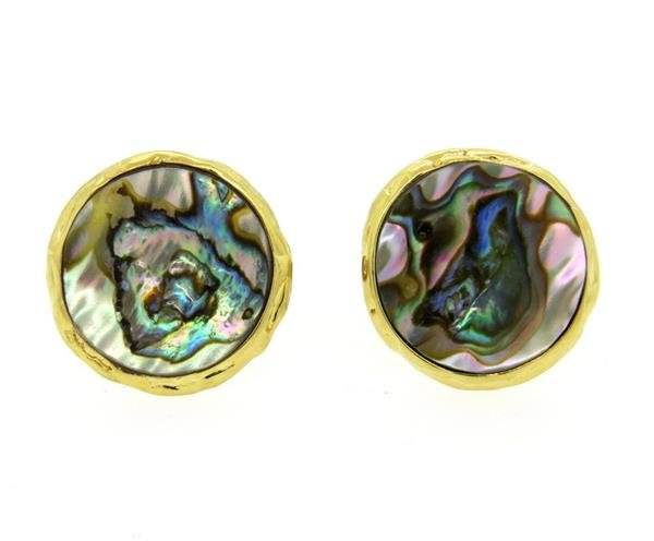David Stern 18k Gold Abalone Large Cufflinks (1 of 4)
