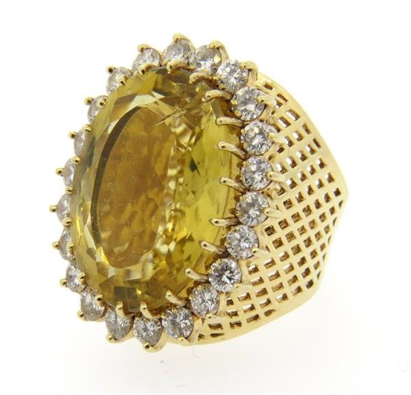 Huge 14k Gold 3.10ctw  Diamond Citrine Ring (1 of 5)
