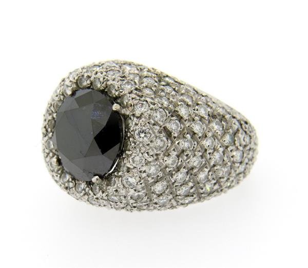 18k Gold  Black White Diamond Ring (1 of 4)