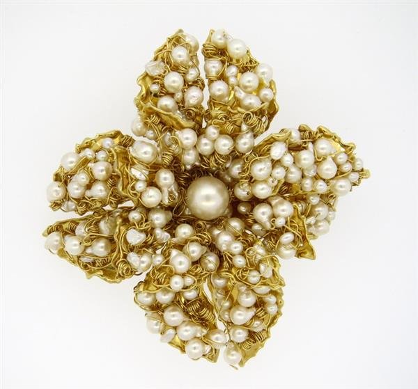 Massive Feldbaum Pearl 14k Gold Brooch (1 of 4)