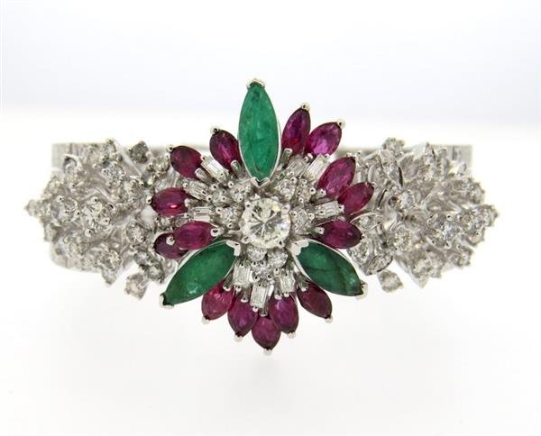 Impressive 14k Gold Diamond Emerald Ruby Bracelet (1 of 7)