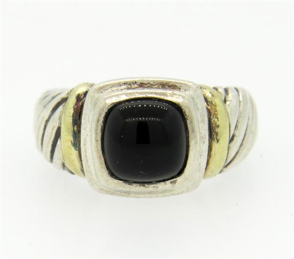 David Yurman 14K Gold Sterling Silver Onyx Ring (1 of 3)