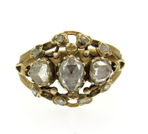 Antique 18K Gold Silver Diamond Ring (1 of 3)