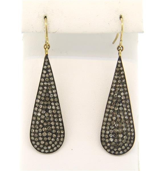 Fancy Pave Diamond Silver Teardrop Earrings (1 of 4)