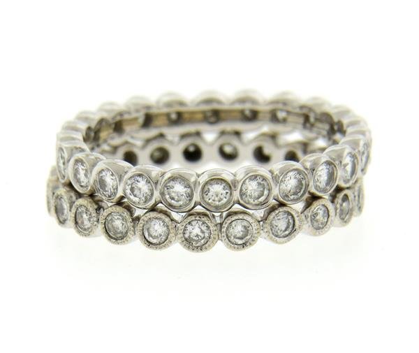 Lot of 2 18K Gold Diamond Eternity Band Rings (1 of 2)