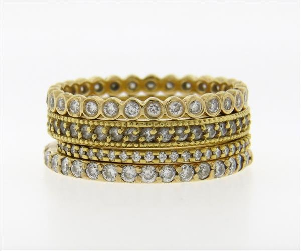 Lot of 4 14K 18K Gold Diamond Band Rings (1 of 2)