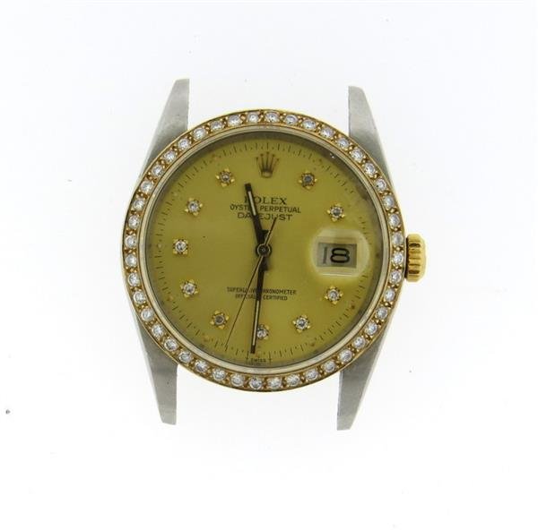Rolex  Datejust 18k Gold Steel Diamond Watch ref 16233 (1 of 5)