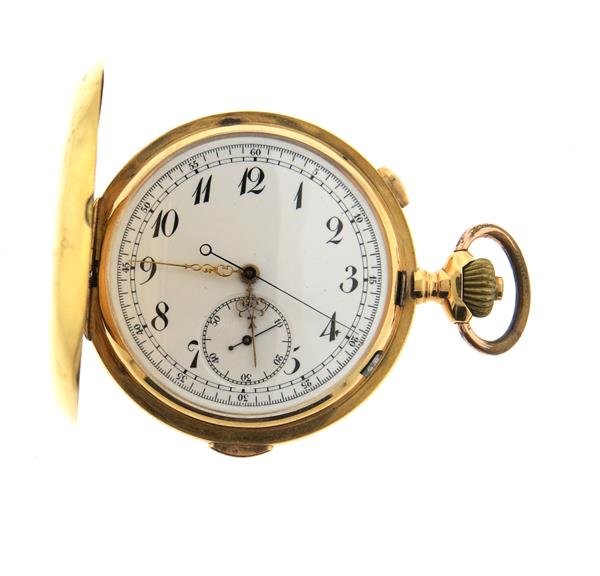 18k Gold Hunter Case Repeater Chronograph Pocket Watch (1 of 5)