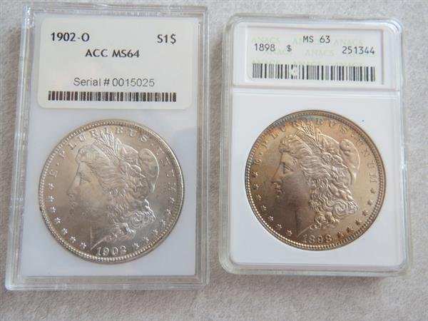 1898 1902 O Silver Morgan Dollar US Coin Lot of 2 (1 of 2)