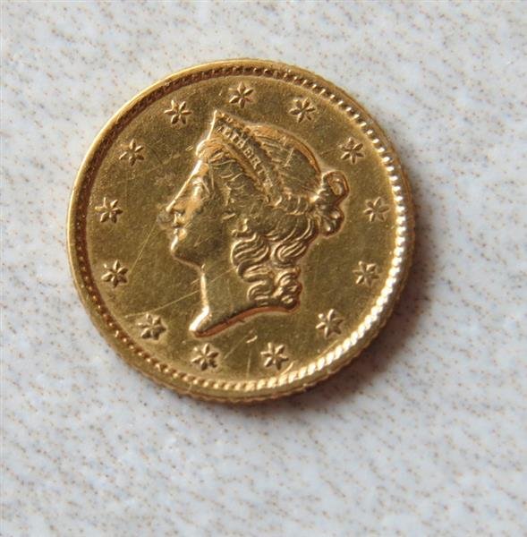 1853 Liberty 1 Dollar Gold US Coin (1 of 2)