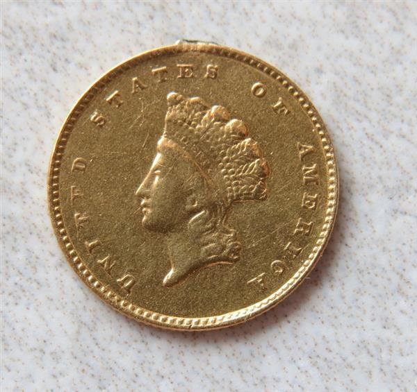1855 Indian Princess 1 Dollar Gold US Coin (1 of 2)