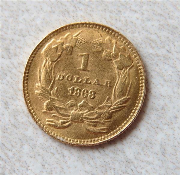 1868 Indian Princess 1 Dollar Gold US Coin (1 of 2)