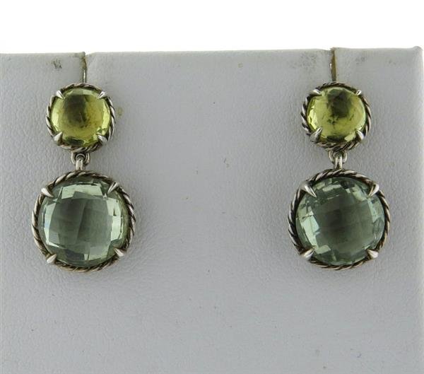 David Yurman Sterling Green Gemstone Earrings (1 of 3)