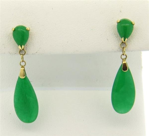 14k Gold Jade Teardrop Earrings (1 of 2)