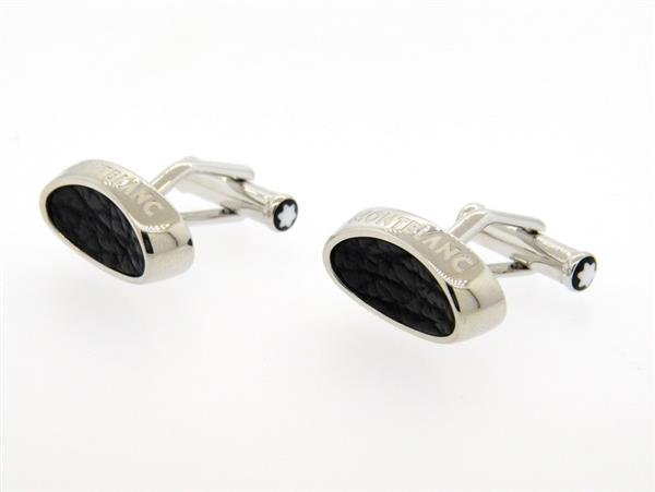 Montblanc Sterling Silver Leather Cufflinks (1 of 4)