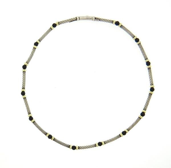 David Yurman 14K Gold Sterling Silver Onyx Cable (1 of 1)