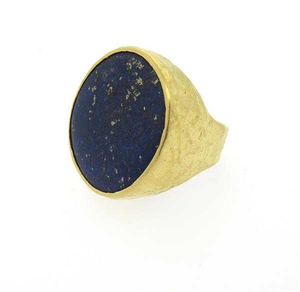 Large 18k Hammered Gold Lapis Lazuli Ring (1 of 5)