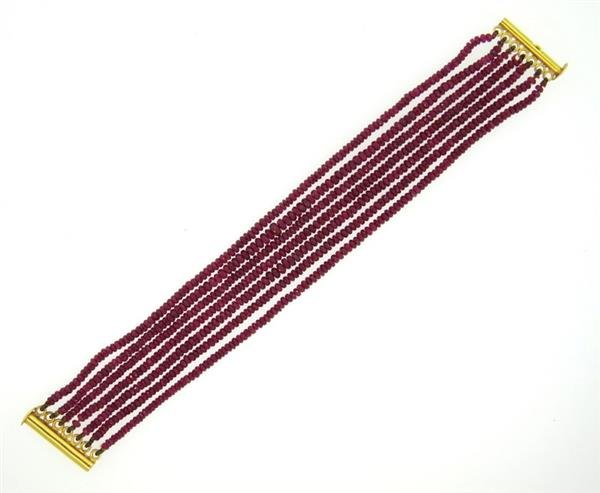 18K Gold Multi Row Ruby Bracelet (1 of 2)